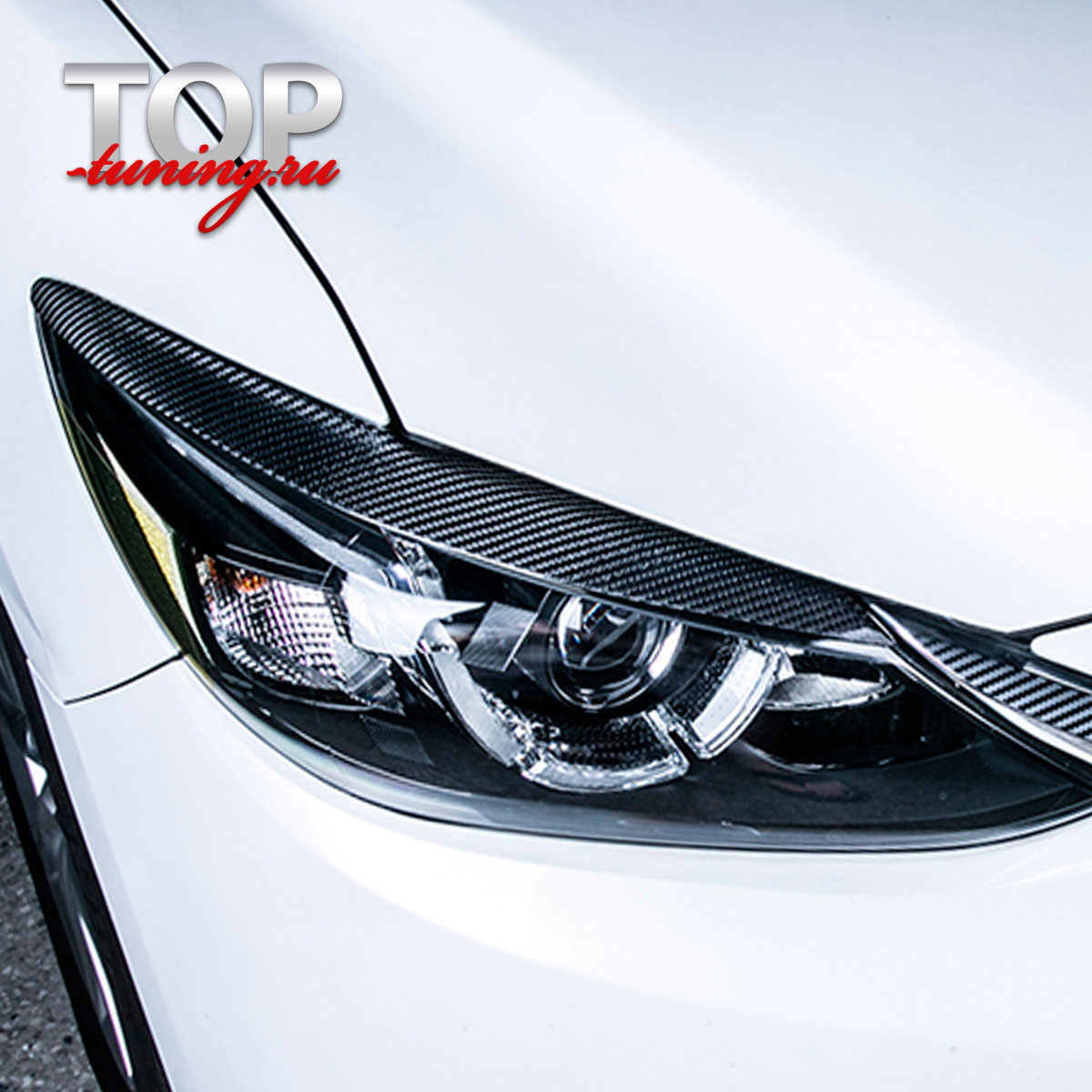 Карбоновые реснички на фары LED на Mazda 6 GJ