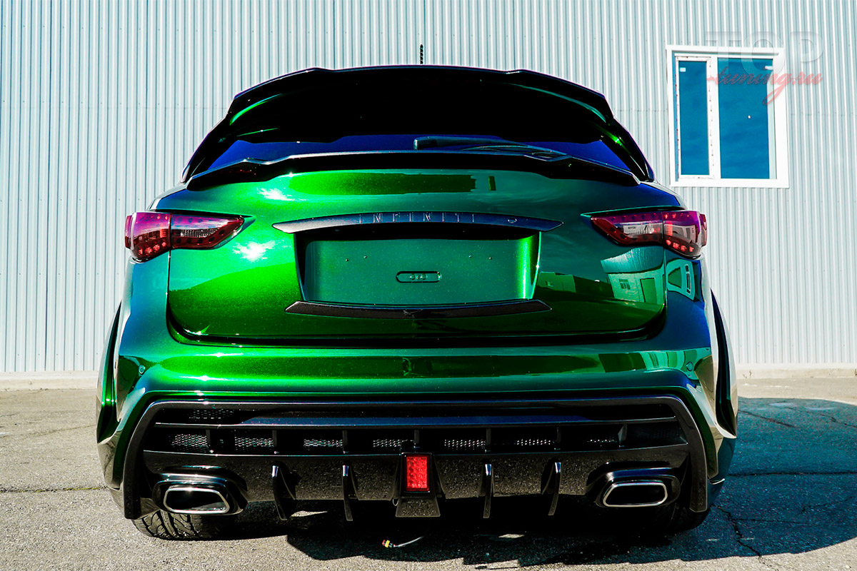 ТЮНИНГ INFINITI FX 2 / QX70 / 2011+ ЗАДНИЙ БАМПЕР В СБОРЕ - ОБВЕС DRACO ОРИГИНАЛ / СТЕКЛОПЛАСТИК / ПОД ОКРАСКУ