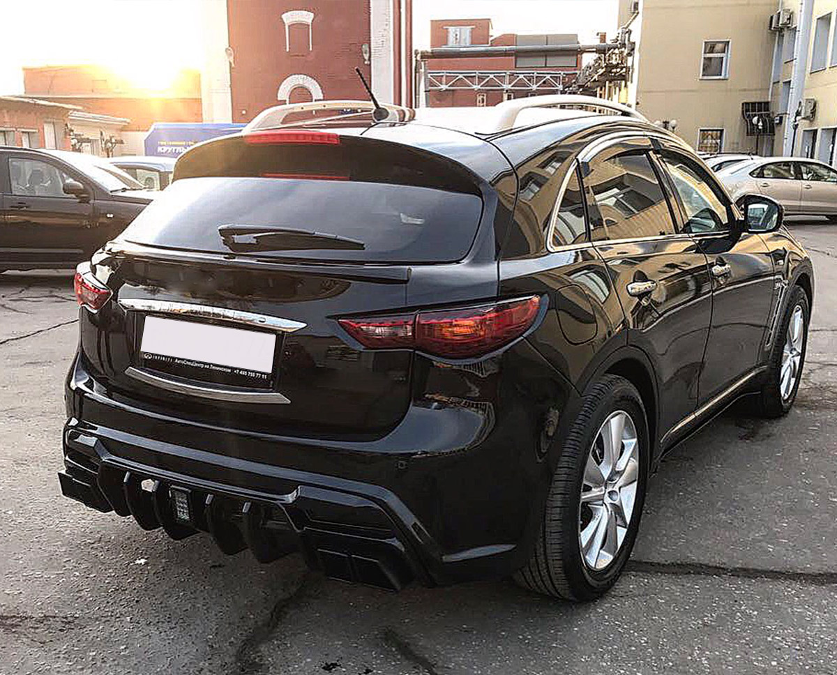 9460 Задний бампер Renegade V2 на Infiniti QX70 (FX35, 37, 50) ТЮНИНГ ИНФИНИТИ FX/QX (S51 КУЗОВ; 2008+ ) ЗАДНИЙ БАМПЕР - ОБВЕС РЕНЕГЕЙД