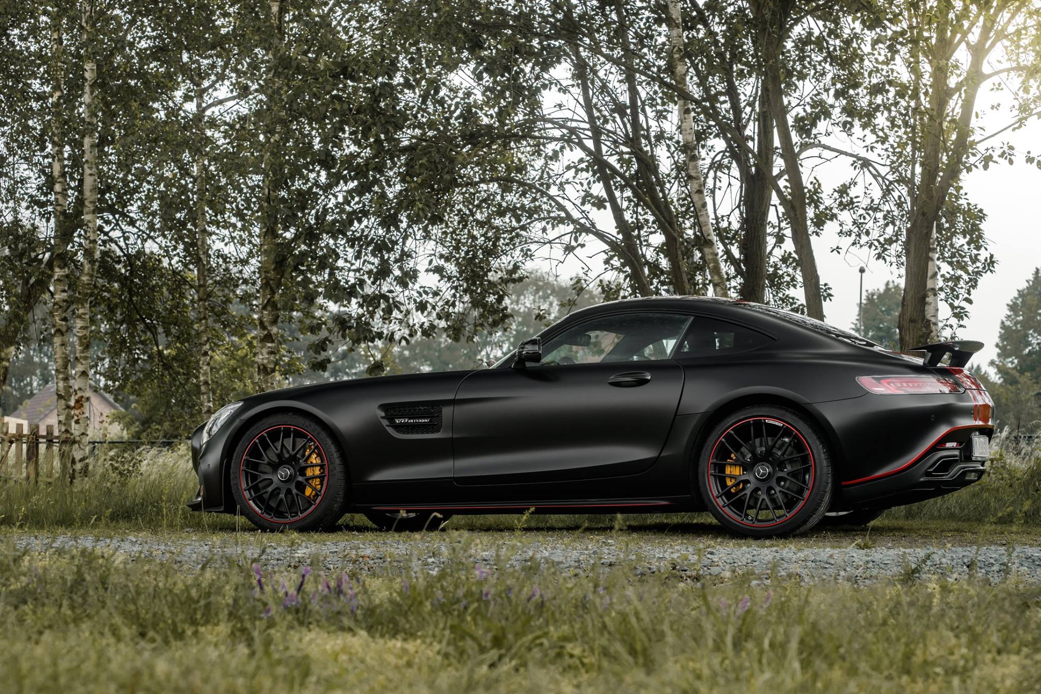 Черный Mercedes-AMG GT S с драконьими полосами