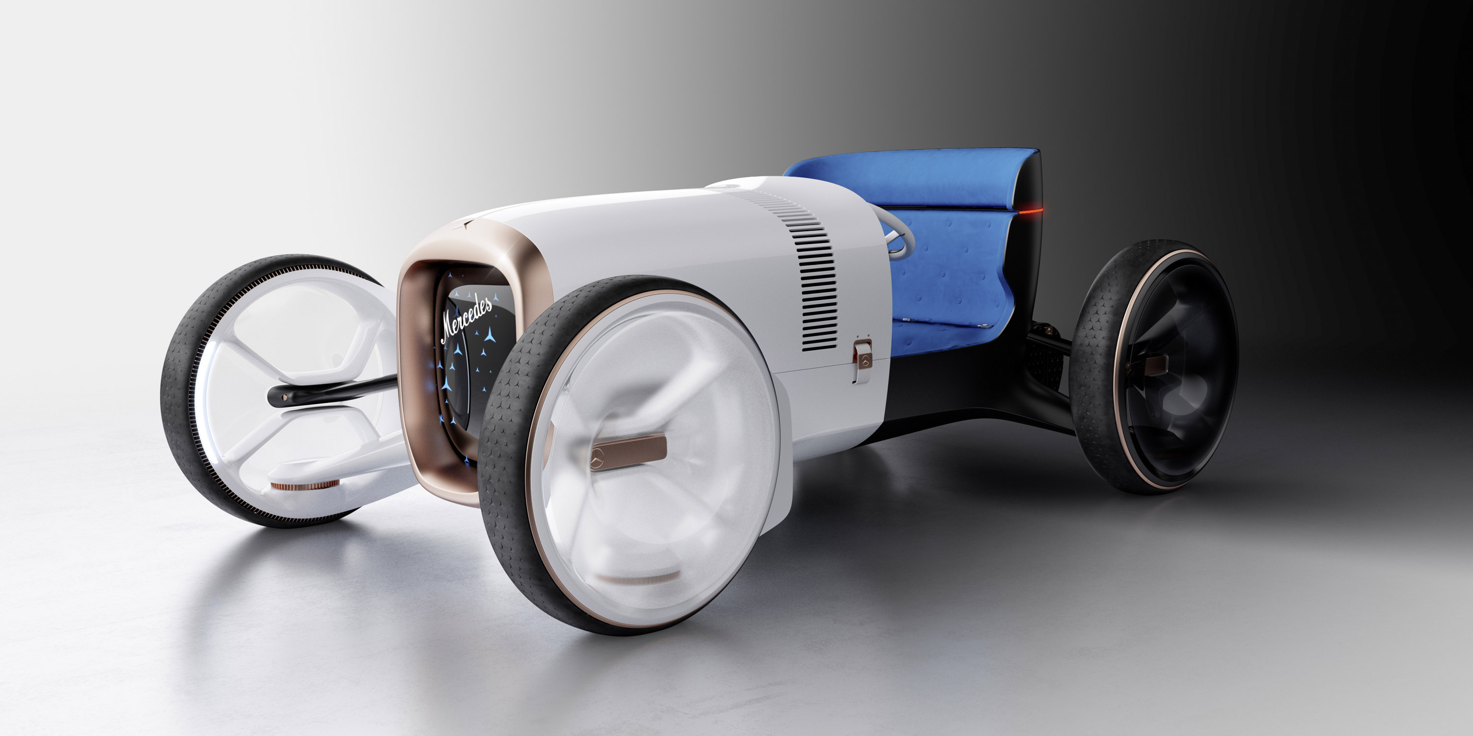 Сам концепт-кар переосмысливает исторический Simplex как двухместный автомобиль с отдельно стоящими колесами, альтернативным приводом, системой пользовательского интерфейса следующего поколения и привлекательным дизайном.