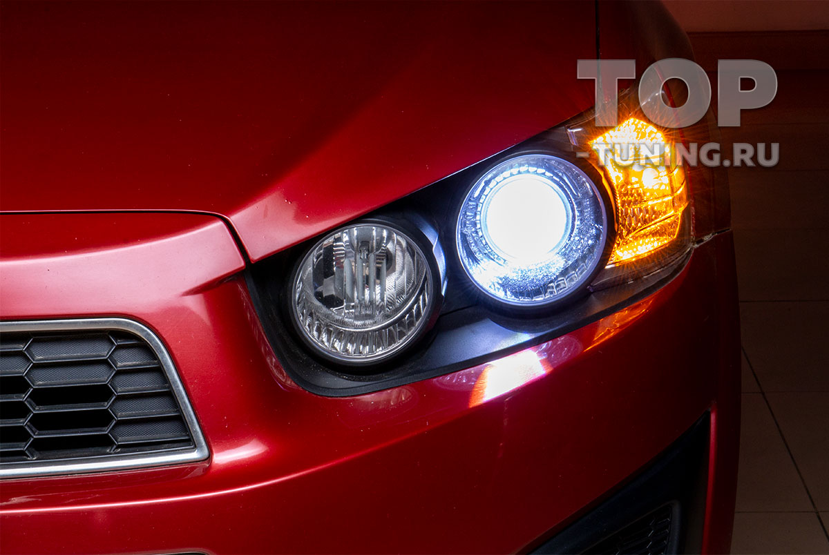 103150  LED линзы в штатную оптику для Chevrolet Aveo