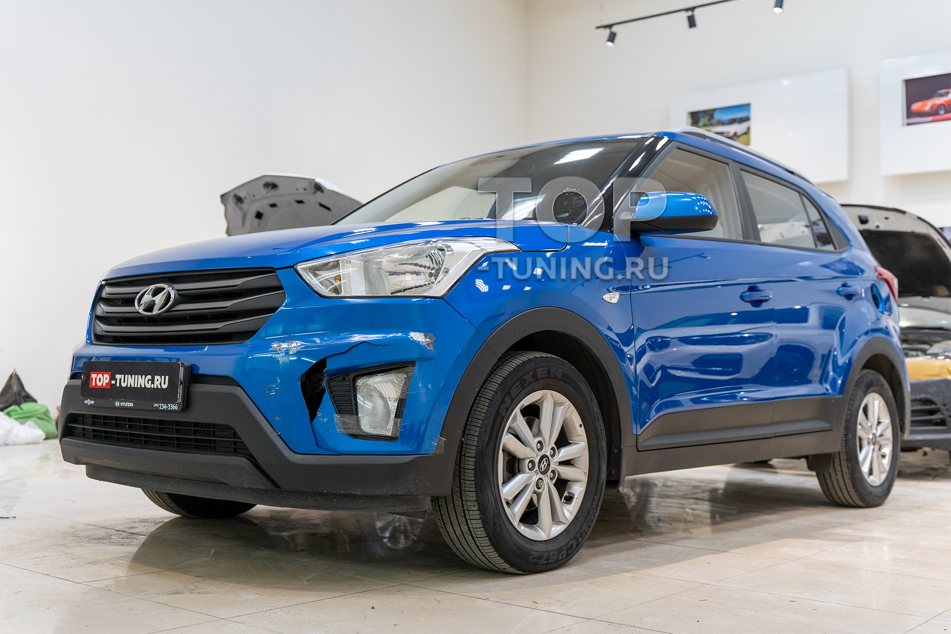 Синяя Hyundai Creta 1 - перед после ДТП