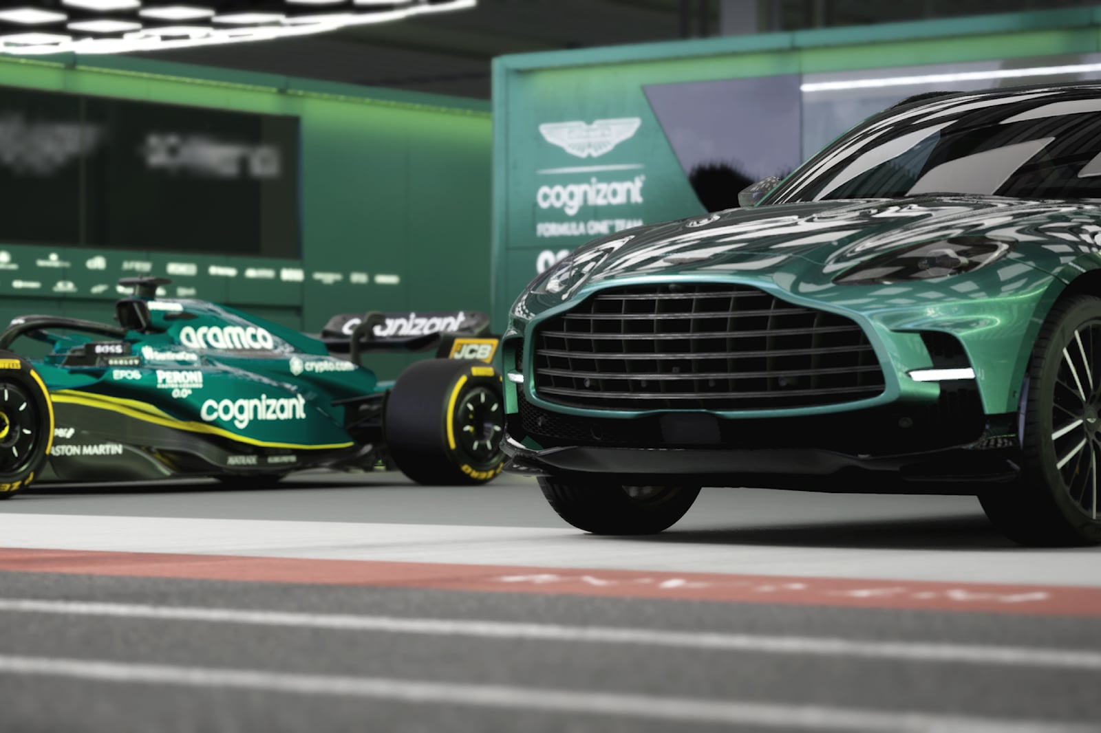 Также представлен трофей за третье место, завоеванный Фернандо Алонсо на Гран-при Gulf Air Bahrain в сезоне Формулы-1. После того, как вы закончите проектирование Aston Martin своей мечты, вы сможете увеличить безумный уровень 3D-детализации автомоби