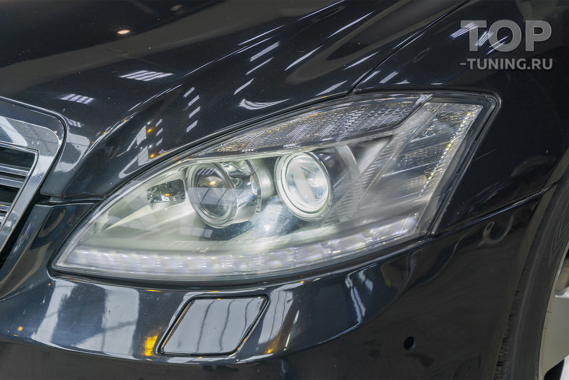 Замена ксенона на Bi LED – тюнинг оптики Mercedes Benz W221