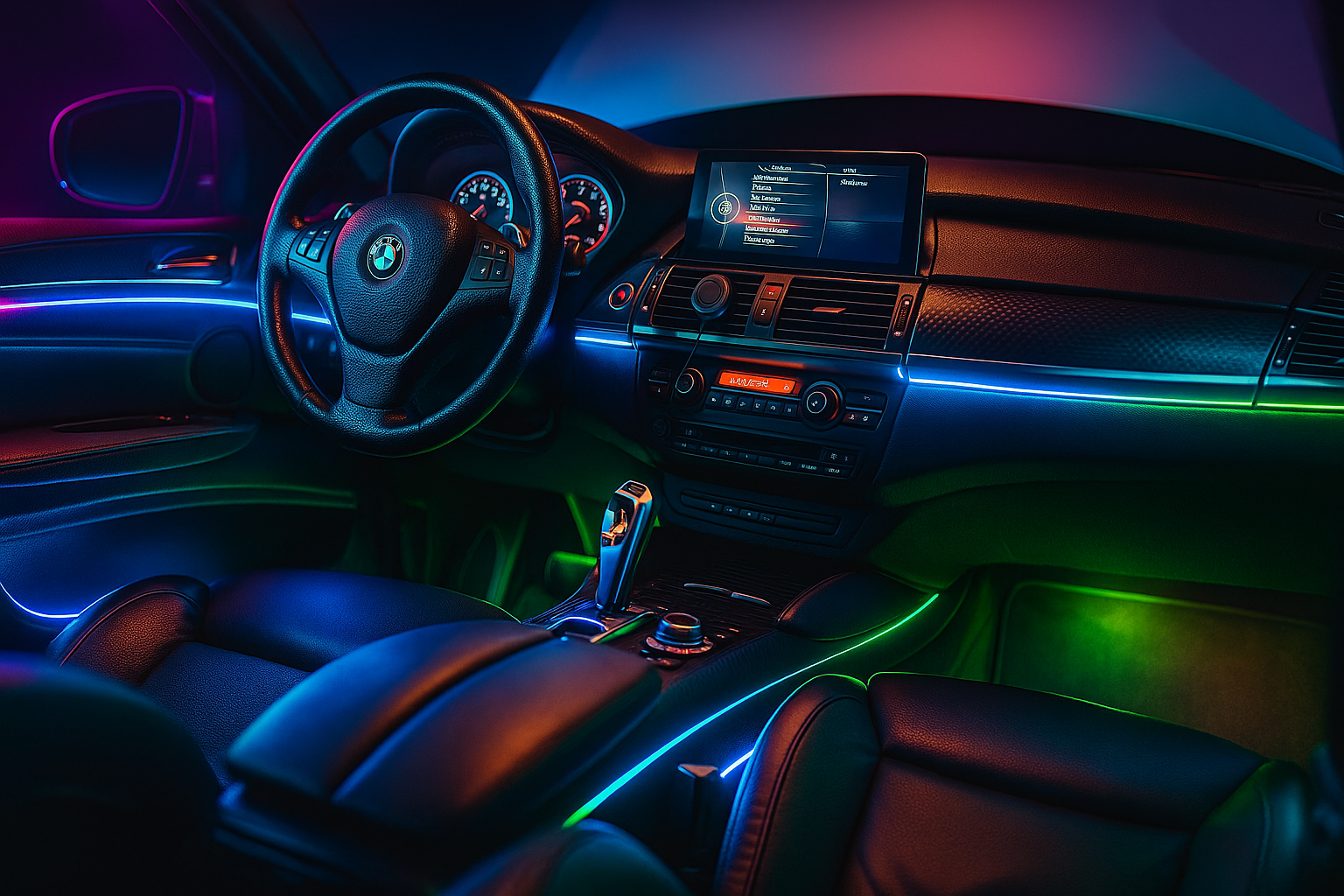 Атмосферная LED подсветка салона BMW X6 E71