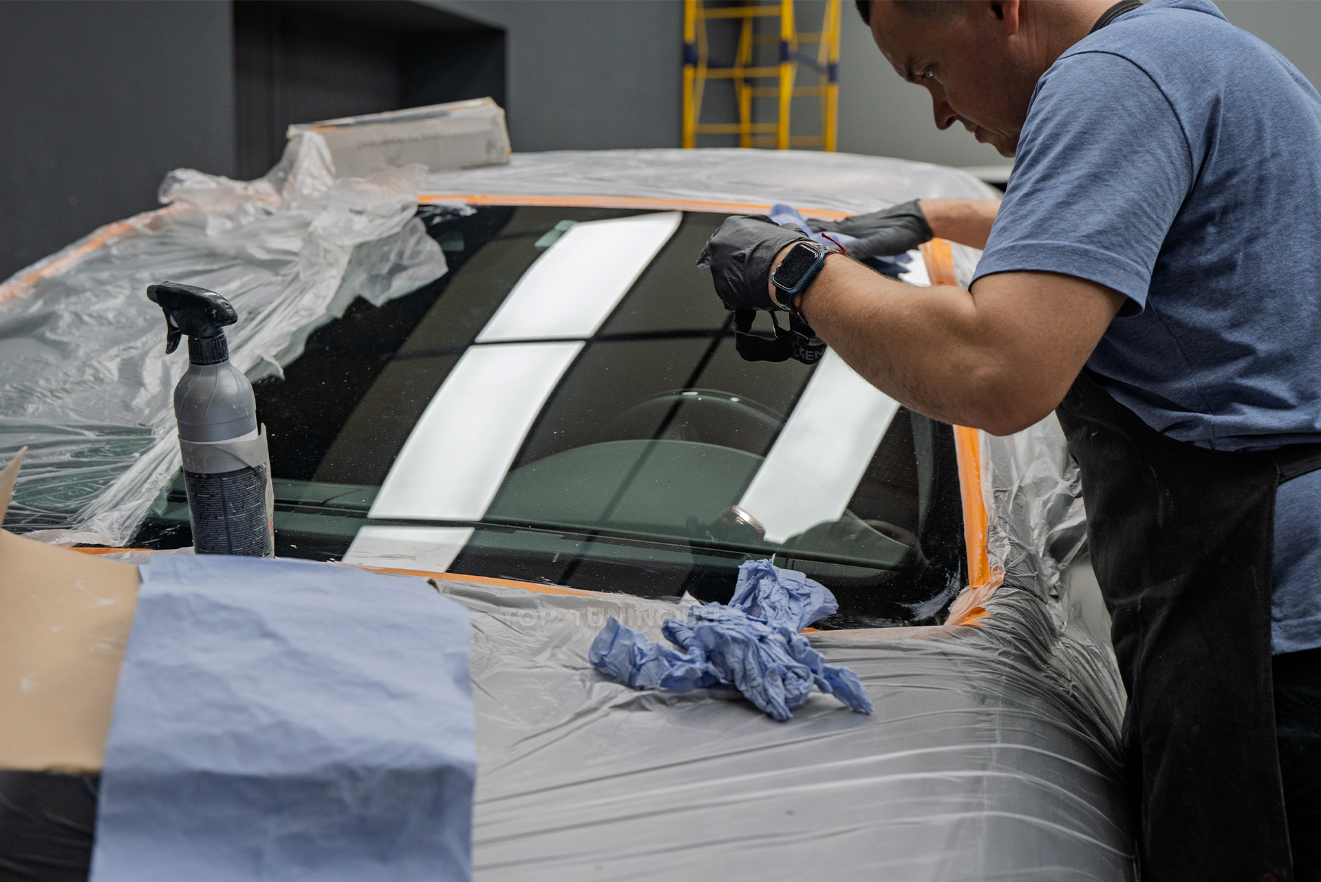 Тюнинг + полировка + оклейка передней оптики Maserati Quattroporte 2017