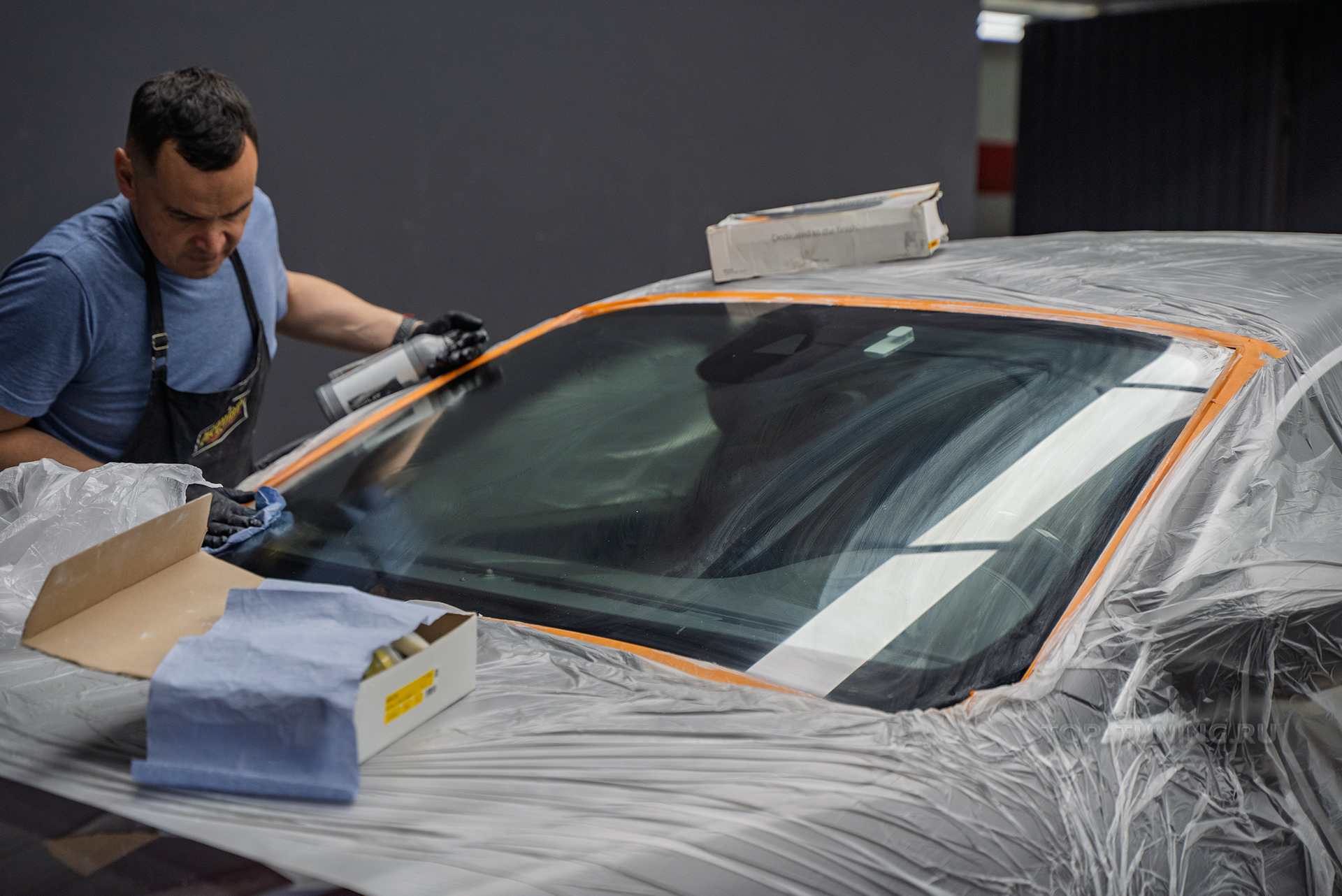 110281 Тюнинг + полировка + оклейка передней оптики Maserati Quattroporte 2017