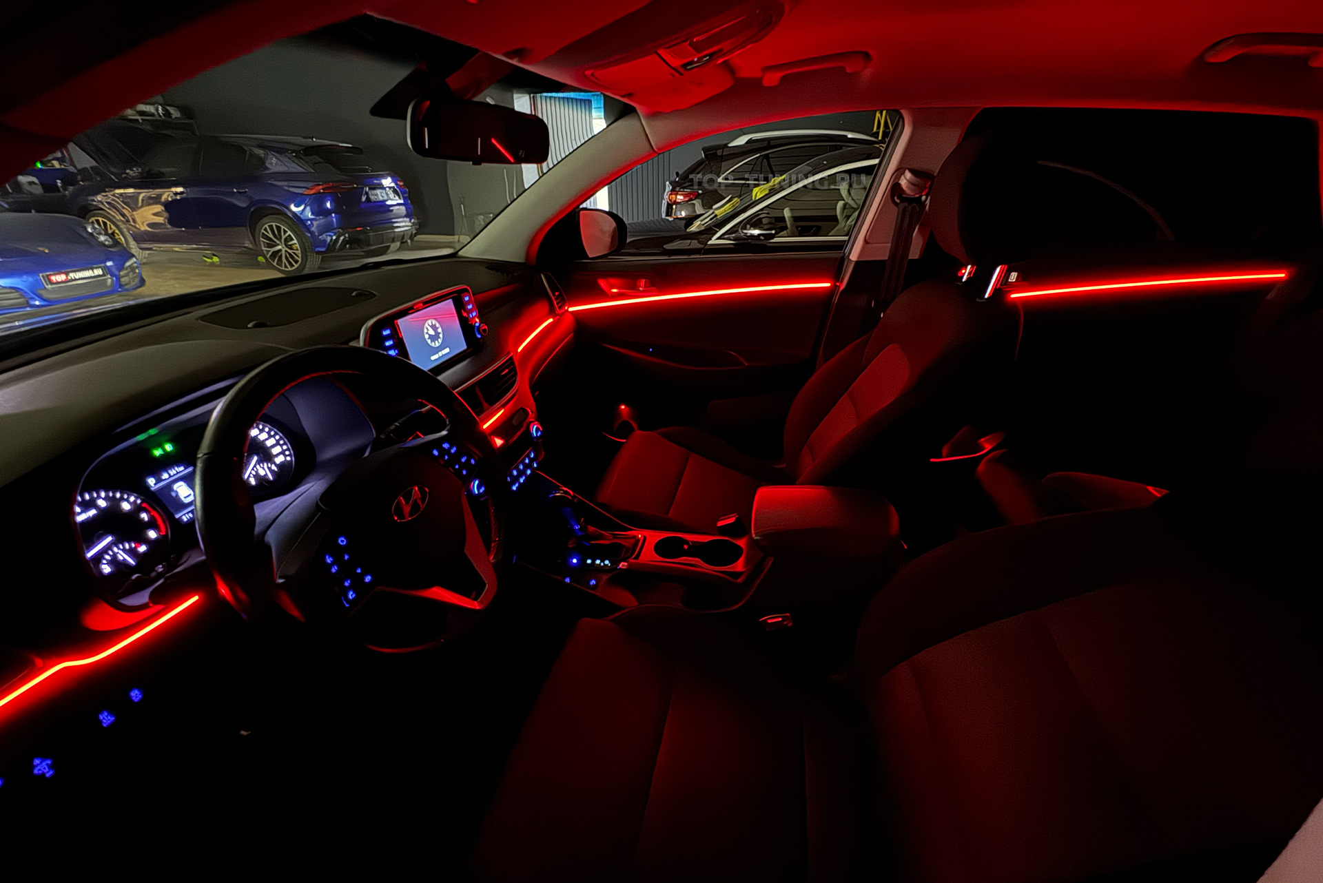 110385 Установка подсветки салона 24 в 1 + шумоизоляция дверей Hyundai Tucson