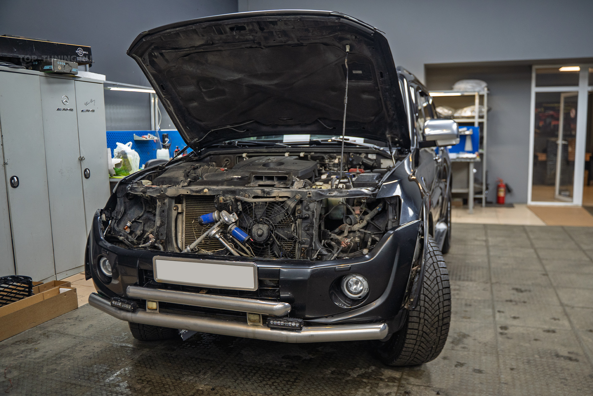 111037 Тюнинг и защита фар Mitsubishi Pajero &ndash; светодиодные линзы WideBeam 2.0 PRO