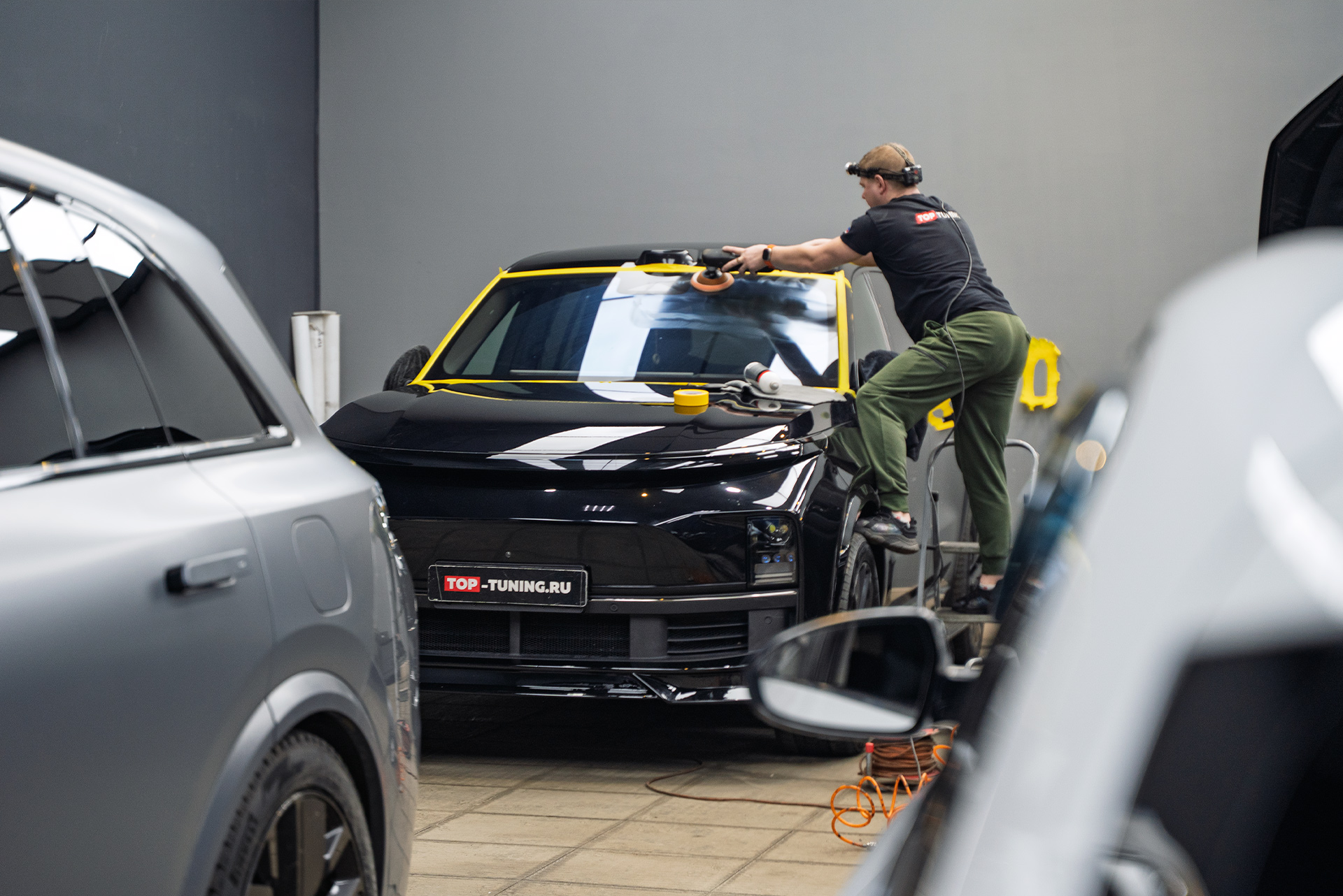 Полировка лобового стекла Lixiang L9 + установка юбки переднего бампера