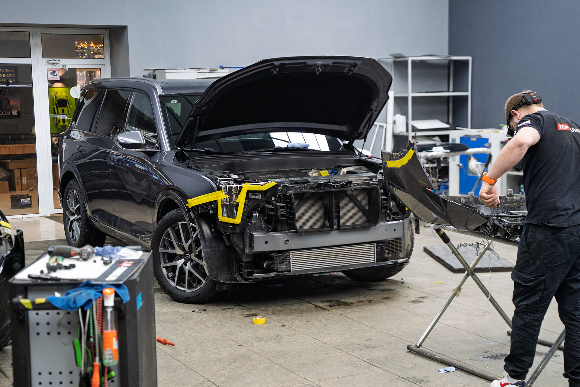 Монтаж защитной сетки-фильтра в радиатор GAC GS8 Dragon 