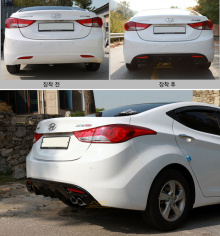 Диффузор заднего бампера с имитацией двойного выхлопа из Кореи на Hyundai Elantra (Avante MD). 