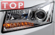 Тюнинг-оптика на Chevrolet Cruze с хромированными внутренними корпусами.