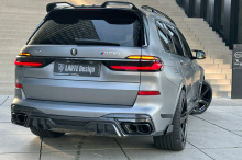 Юбка Ларт Перформанс с насадками на глушитель в задний бампер БМВ X7 (G07) 2019+  Премиум — Larte Design | Штатный монтаж | Натуральный карбон или окрашеный стеклопластик
