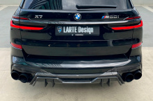 Юбка Ларт Перформанс с насадками на глушитель в задний бампер БМВ X7 (G07) 2019+  Премиум — Larte Design | Штатный монтаж | Натуральный карбон или окрашеный стеклопластик