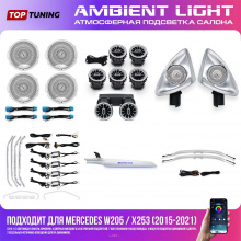 13375 Атмосферная подсветка салона Ambient Light (20 в 1) - тюнинг Mercedes W205 / X253 (2015-2021)