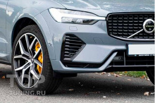 Накладки Р-Дизайн для переднего бампера Вольво ХС60 2 поколение (2021-2025 / рестайлинг 1) Цена за 1 шт. | Правая или левая | Черный глянец