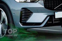 Накладки Р-Дизайн для переднего бампера Вольво ХС60 2 поколение (2021-2025 / рестайлинг 1) Цена за 1 шт. | Правая или левая | Черный глянец