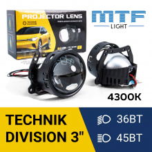 Светодиодные Би-Линзы 3.0 дюйма  - Technik Division 3 (4300K, 36/45 Ватт) ЦЕНА ЗА 2 ШТ. / 12V / 36W ближний / 45W дальний / 4300K