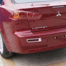 13691 Хромированные накладки на катафоты заднего бампера Mitsubishi Lancer X (2007+)