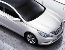 Стайлинг Хендай Соната 6 - накладки лобового стекла и рейлингов - комлпект из 6 штук - производитель Mobis.