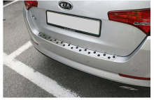 Стальная защитная накладка на задний бампер Киа Оптима от производителя Аутория (Южн. Корея).