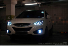 Светодиодные передние фары с ангельскими глазками - Тюнинг Хендэ АйИкс 35.