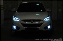 Светодиодные передние фары с ангельскими глазками - Тюнинг Хендэ АйИкс 35.