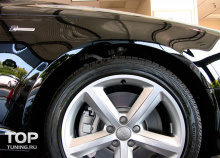 Шильд эмблема Supercharged - ABS пластик, с карбоновой вставкой. Размер 105 x 26 mm. Тюнинг АУДИ. 