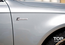Шильд эмблема Supercharged - ABS пластик, с карбоновой вставкой. Размер 105 x 26 mm. Тюнинг АУДИ. 