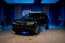 Передний бампер 4.6 IS - Обвес Перформанс — Тюнинг БМВ Х5 Е53 (Рестайлинг) 2003-2006 ABS пластик / Под окраску / Сетки в комплекте (только черные) / Без отверстий под ДХО