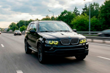 Передний бампер 4.6 IS - Обвес Перформанс — Тюнинг БМВ Х5 Е53 (Рестайлинг) 2003-2006 ABS пластик / Под окраску / Сетки в комплекте (только черные) / Без отверстий под ДХО