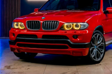 Передний бампер 4.6 IS - Обвес Перформанс — Тюнинг БМВ Х5 Е53 (Рестайлинг) 2003-2006 ABS пластик / Под окраску / Сетки в комплекте (только черные) / Без отверстий под ДХО