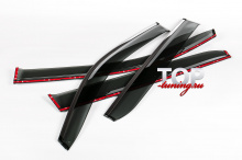 Ветровики STEEL LINE для Тойота Хайлендер (2014+) темно-дымчатые с полосой из нержавеющей стали