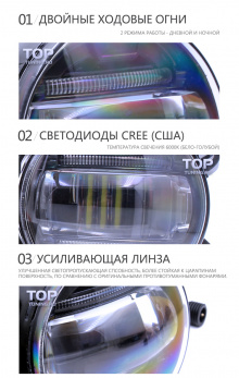 Черные светодиодные противотуманные фары с ходовыми огнями Эпик - 2 в 1 - Тюнинг оптики Honda CR-V.