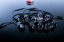 круглые, черные светодиодные ДХО, в металлических гильзах 30 мм, с линзами и функцией ночного света - Комплект 10 шт.