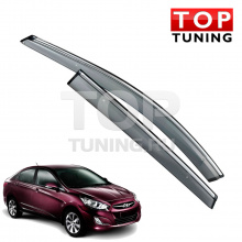 6257 Дефлекторы на окна Chrome на Hyundai Solaris