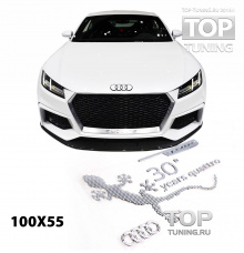 Никелевый самоклеящийся шильд - Модель Audi Quattro 30 Years - Тюнинг Ауди. Размер 100 * 55.