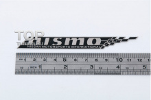 Никелевый шильд с двухсторонним скотчем - Модель Нисмо - Тюнинг Ниссан. Размер 120 * 15.
