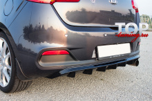 НАКЛАДКА / ДИФФУЗОР НА ЗАДНИЙ БАМПЕР - ОБВЕС ИКС-ФОРС - ТЮНИНГ КИА СИИД 2 (ДОРЕСТАЙЛИНГ, 2012 / 2015)