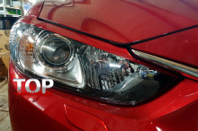 ФИГУРНЫЕ НАКЛАДКИ НА ПЕРЕДНИЕ ФАРЫ АПЕКС №2 ТЮНИНГ МАЗДА 6 GJ (СЕДАН, ДОРЕСТАЙЛИНГ / РЕСТАЙЛИНГ В КОМПЛЕКТАЦИИ DRIVE, ACTIVE, 2012+, НЕ ПОДХОДЯТ НА ДИОДНУЮ ОПТИКУ)