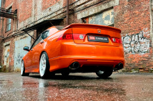 Диффузор MGS на задний бампер Хонда Аккорд 7 (дорестайлинг)  Под окраску / Стеклопластик / Требуется подгонка