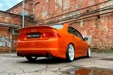 Диффузор MGS на задний бампер Хонда Аккорд 7 (дорестайлинг)  Под окраску / Стеклопластик / Требуется подгонка