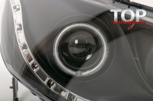 8801 Передние фары Eagle Eyes Черные с ДХО на Honda Civic 4D (8)