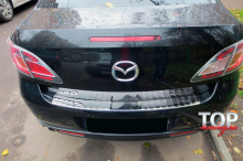 ТЮНИНГ МАЗДА 6 GH (2009 - 2012)  НАКЛАДКА НА ЗАДНИЙ БАМПЕР GUARD  НЕРЖАВЕЮЩАЯ СТАЛЬ / ЗЕРКАЛЬНАЯ ПОВЕРХНОСТЬ / ПРОСТОЙ МОНТАЖ