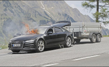 Audi A7 тестировался в Европе в четверг, на большой высоте на крутых подъемах австрийских Альп, когда произошел несчастный случай.