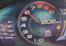 Она достигает указанной скорости в 200 км/ч всего за 8 секунд, и так же, как восьмиступенчатая коробка передач с двойным сцеплением быстро переключается на пятую передачу. Это немного быстрее, чем заявленные Ferrari 9,3 секунды, и помещает Roma в ряд