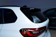 Черная крыша, спойлер и зеркала для на белом BMW X5 G05 (бронепленка, эффект стекла) 