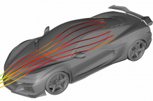 Передняя часть автомобиля, по словам менеджера по дизайну Кирка Бенниона, помогает настроить движение воздуха по остальной части кузова. Беннион также говорит, что задняя часть Z06 имеет решающее значение для создания прижимной силы, независимо от то
